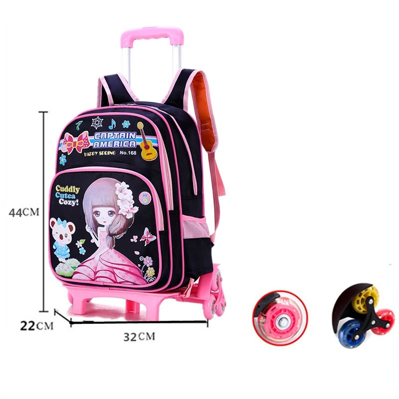 Durable Large Capacity Student Bag Children Trolley Cartoon School Backpack
