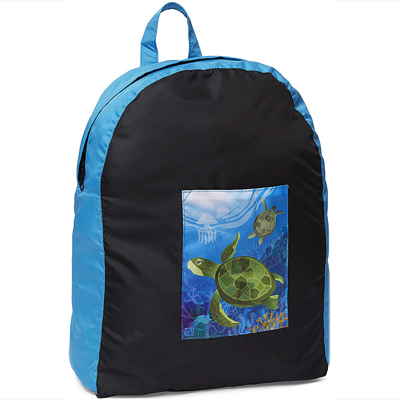 Reusable Folded Backpack Recycled Polyester RPET Eco Friendly Backpack