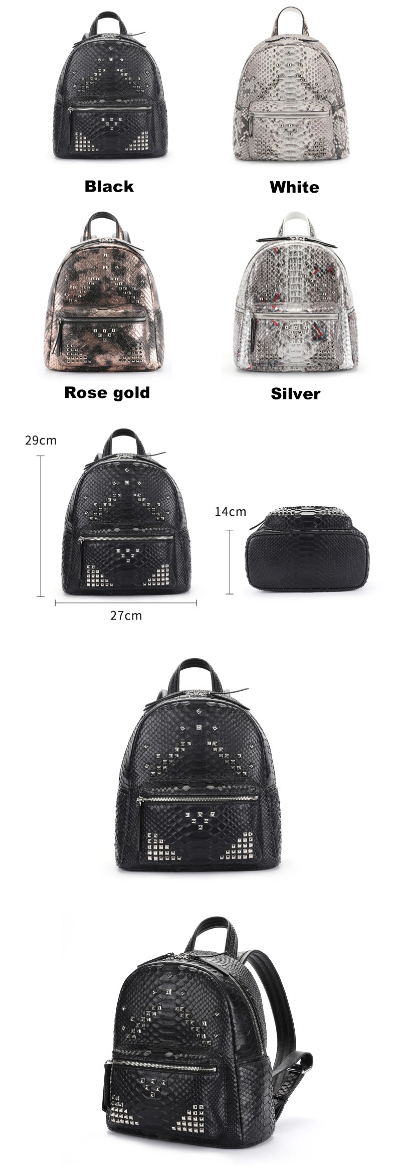 Custom Design Luxury Good Quality Python Skin Leather Women Bag Genuine Leather Ladies Backpack