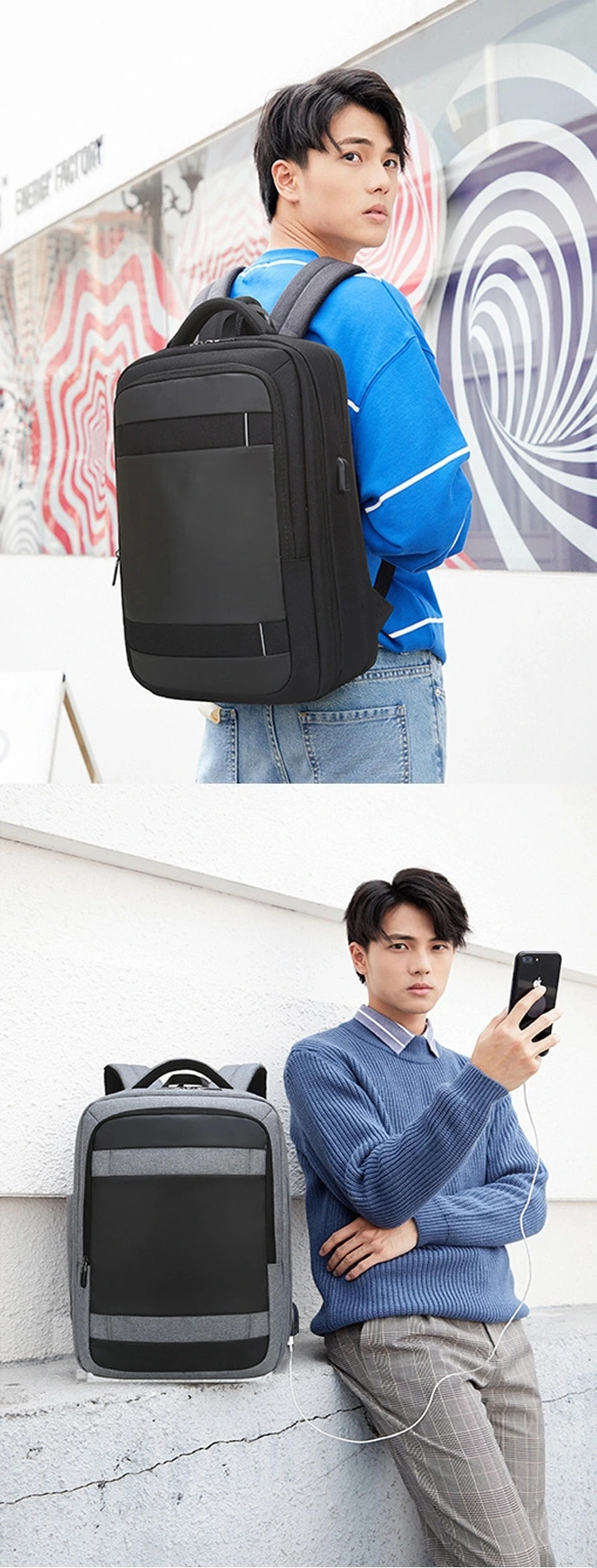 Waterproof Business Backpack Large Capacity Travel Backpack with USB Charging Laptop Backpack School Bag