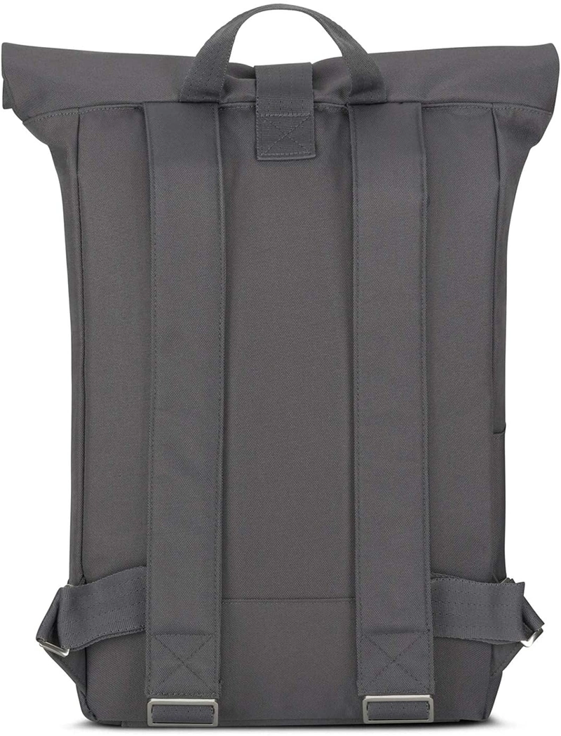 Grey RPET Recycled Waterproof Top Roll Backpack Women Men Laptop Outdoor Travel Daypack Back Pack