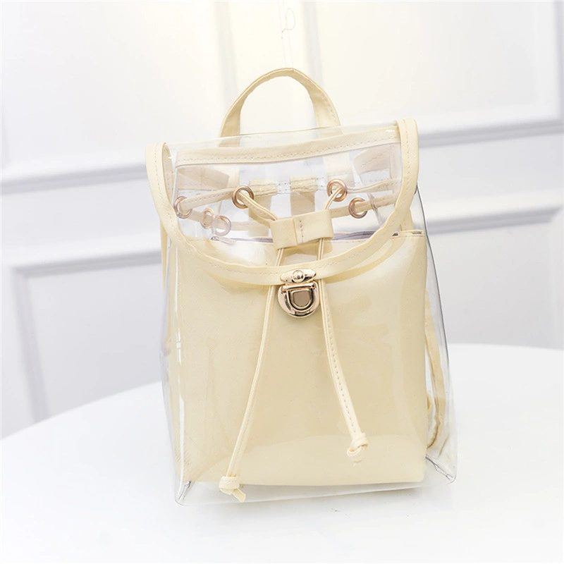 Girl Transparent PVC Clear Travel Bag Drawstring Backpack