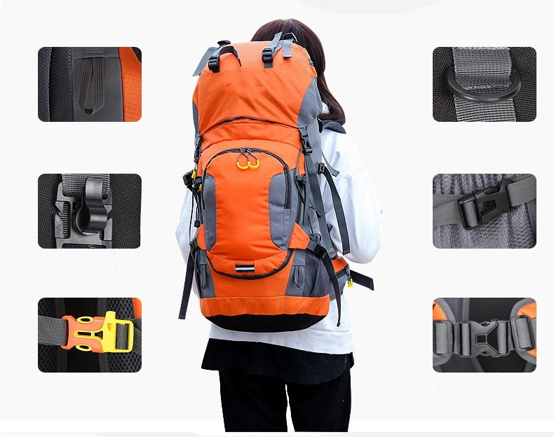 Sports Outdoor Backpack 60L Hiking Bag with Rain Cover Camping Backpack