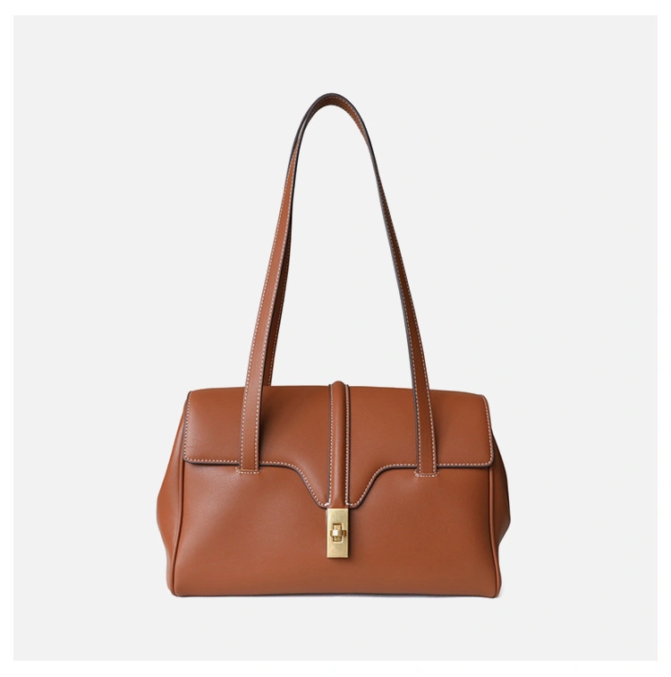 Emg6291 Women Luxury Large Genuine Leather Shoulder Bag Handbag Blank Custom Womens Tote Shoulder Purse