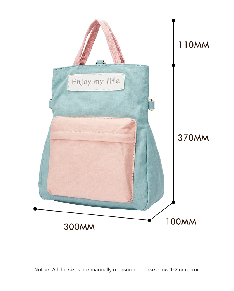 Four Usages Women Girls School Backpack Crossbody Bags Large Capacity Canvas Backpack