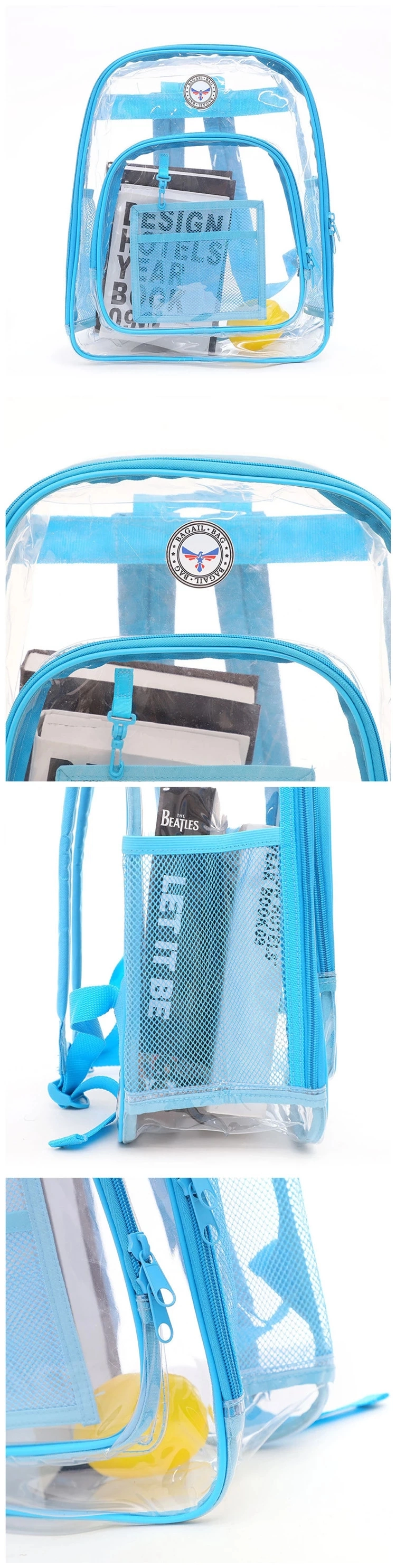 Clear PVC School Backpack 0.4mm Transparent PVC Waterproof Backpack