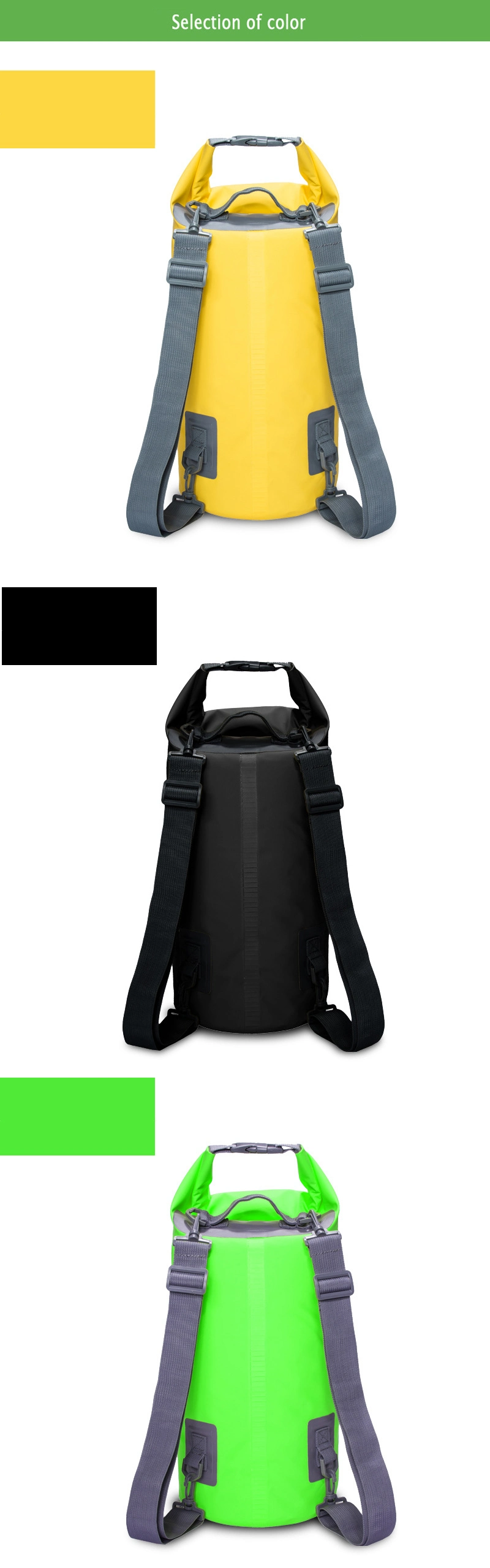 Custom Outdoor Best Waterproof Roll Top Floating Dry Bag Backpack for Kayaking