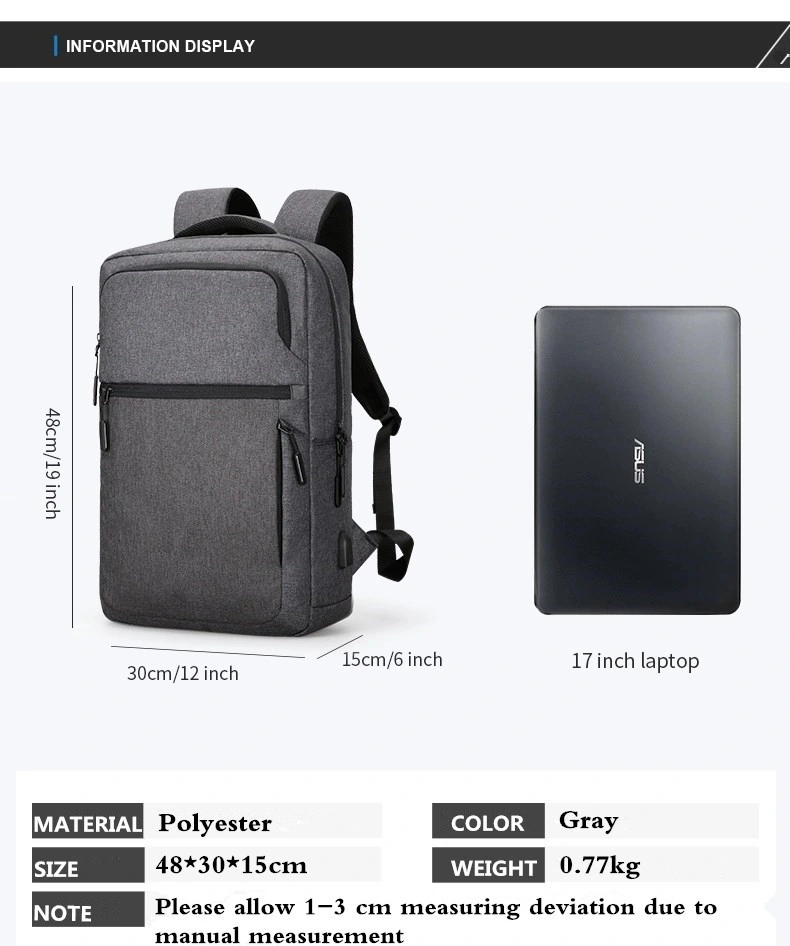 Large Capacity 17 Inch Laptop Backpack Waterproof Business Traveling Anti-Theft Smart Backpack with USB Port