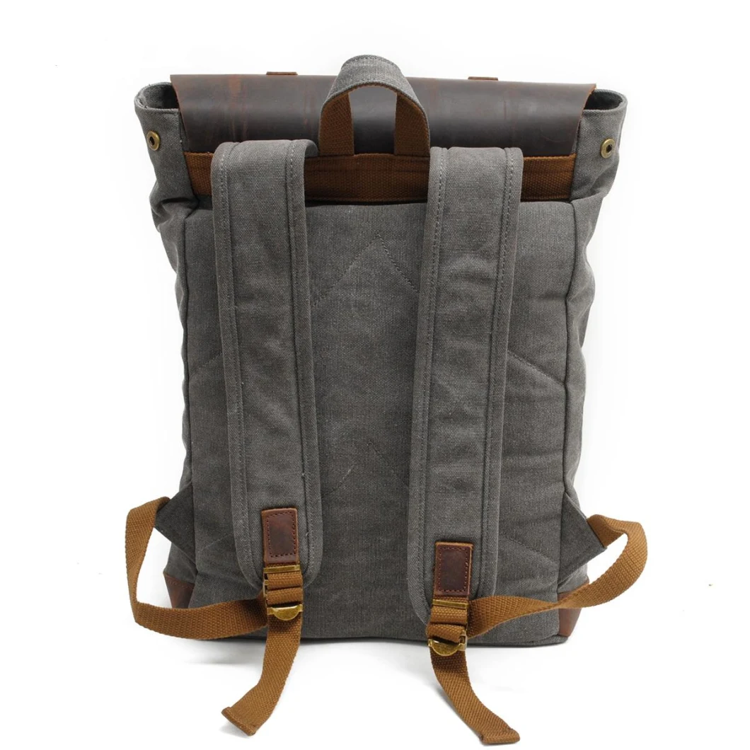China Supplier Washed Canvas Backpack Waxed Crazy Leather Backpack Factory (RS2163-P)