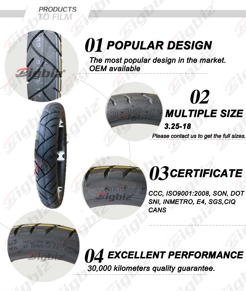 Popular Brands in China Cheap Motorcycle Tubeless Tire (300-18) 