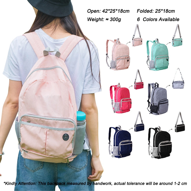 New Arrival Fashion Pink Multi Purpose Foldable Backpack Large Capacity Lightweight Outdoor Backpack for Teens