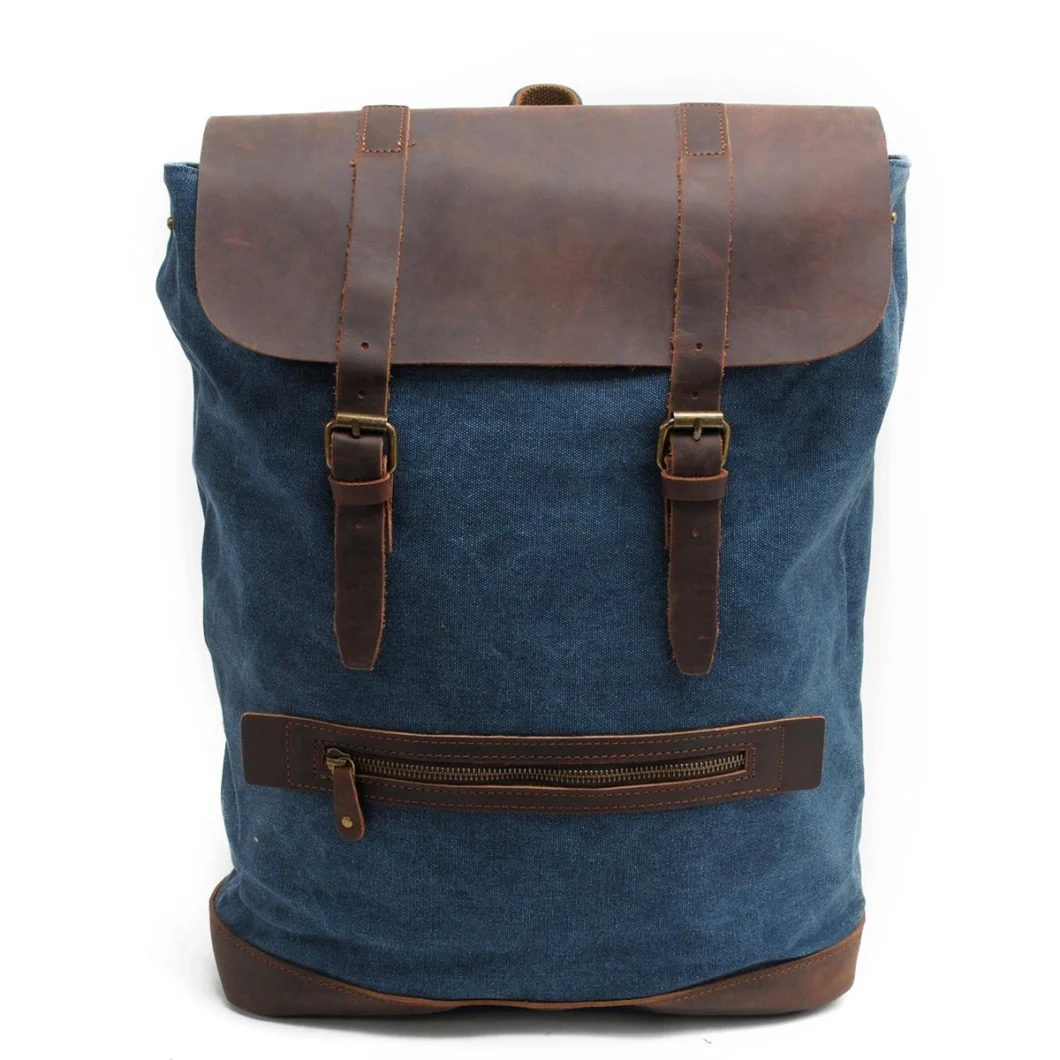 China Supplier Washed Canvas Backpack Waxed Crazy Leather Backpack Factory (RS2163-P)