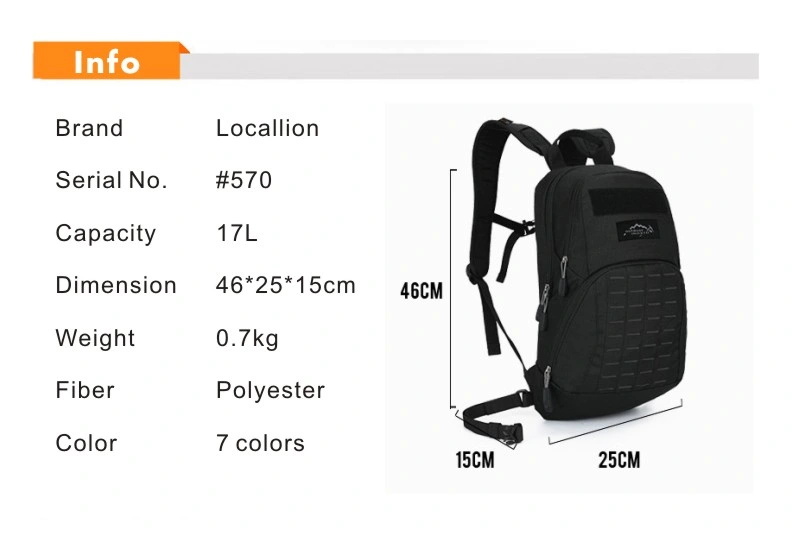 China Manufacturer New Arrivals Hot Selling 17L Hunting Hydration Tactical Military Backpack