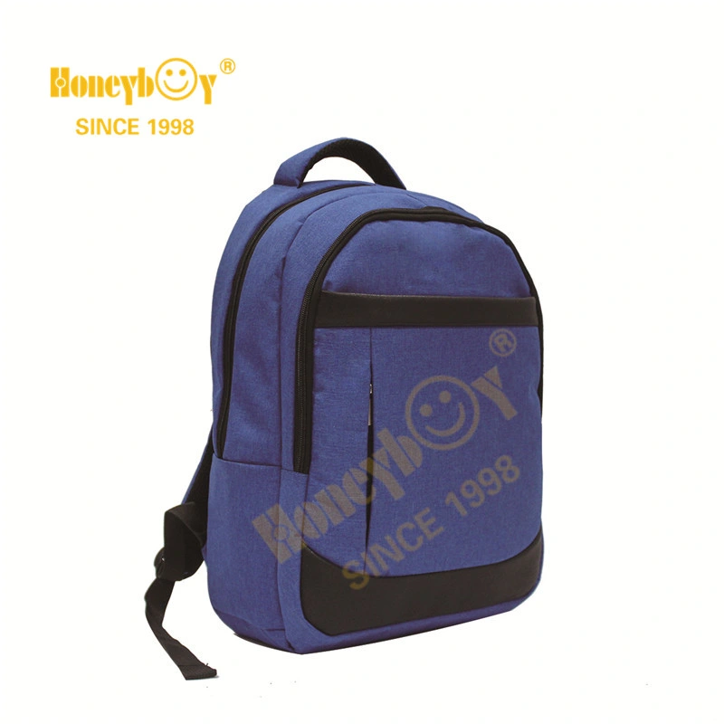 Wholesale Custom 2 Tone Fabric Backpack with Laptop Compartment Navy Polyester OEM