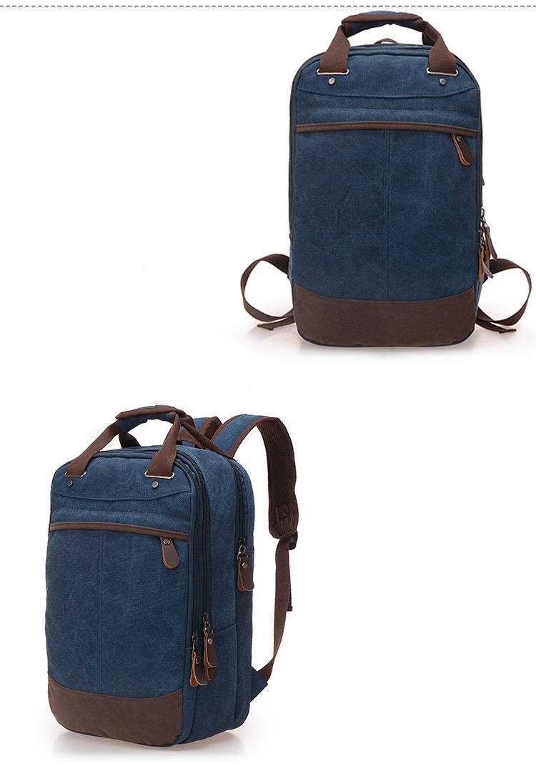 College Wind Backpack Male Korean Version Trend Canvas Backpack Student Bag Laptop Bag Leisure Travel Pack