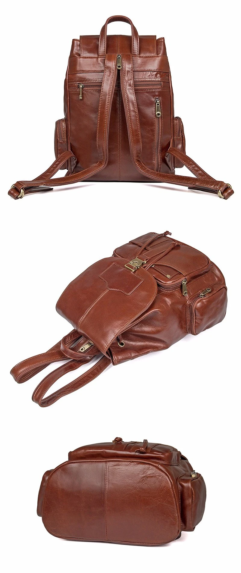 New Arrival Fashion Designer Bag Brown Real Leather Backpack for Women