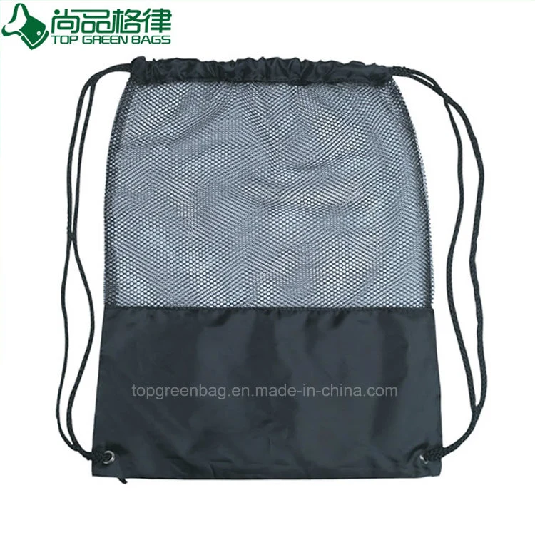 Sport Gym Fitness Drawstring Backpack Tote Bag with Mesh Window