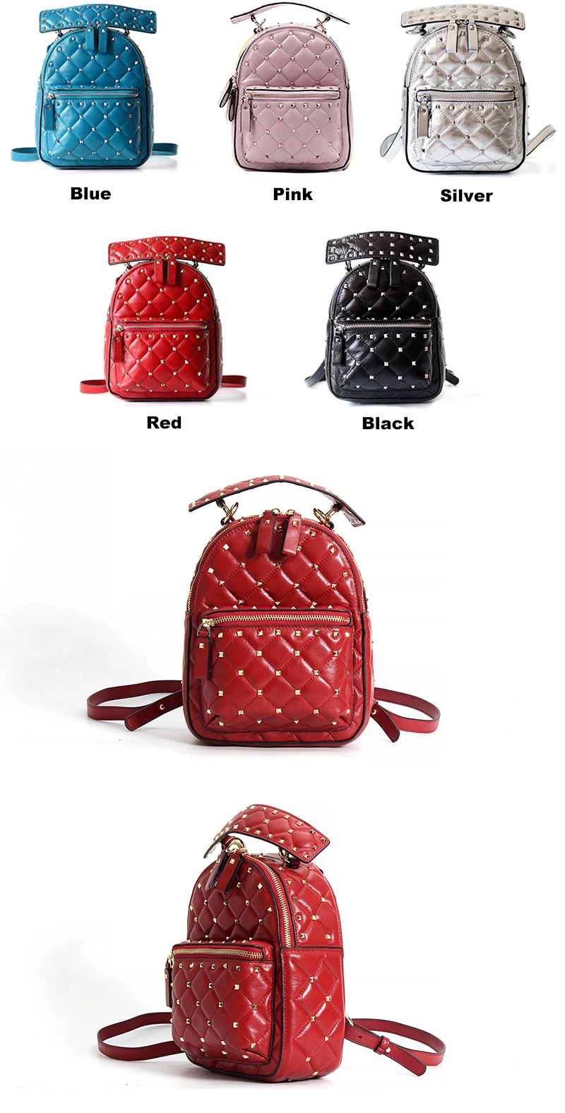 Fashion Design Good Quality Sheep Skin Leather Ladies Handbags Genuine Leather Backpack for Women
