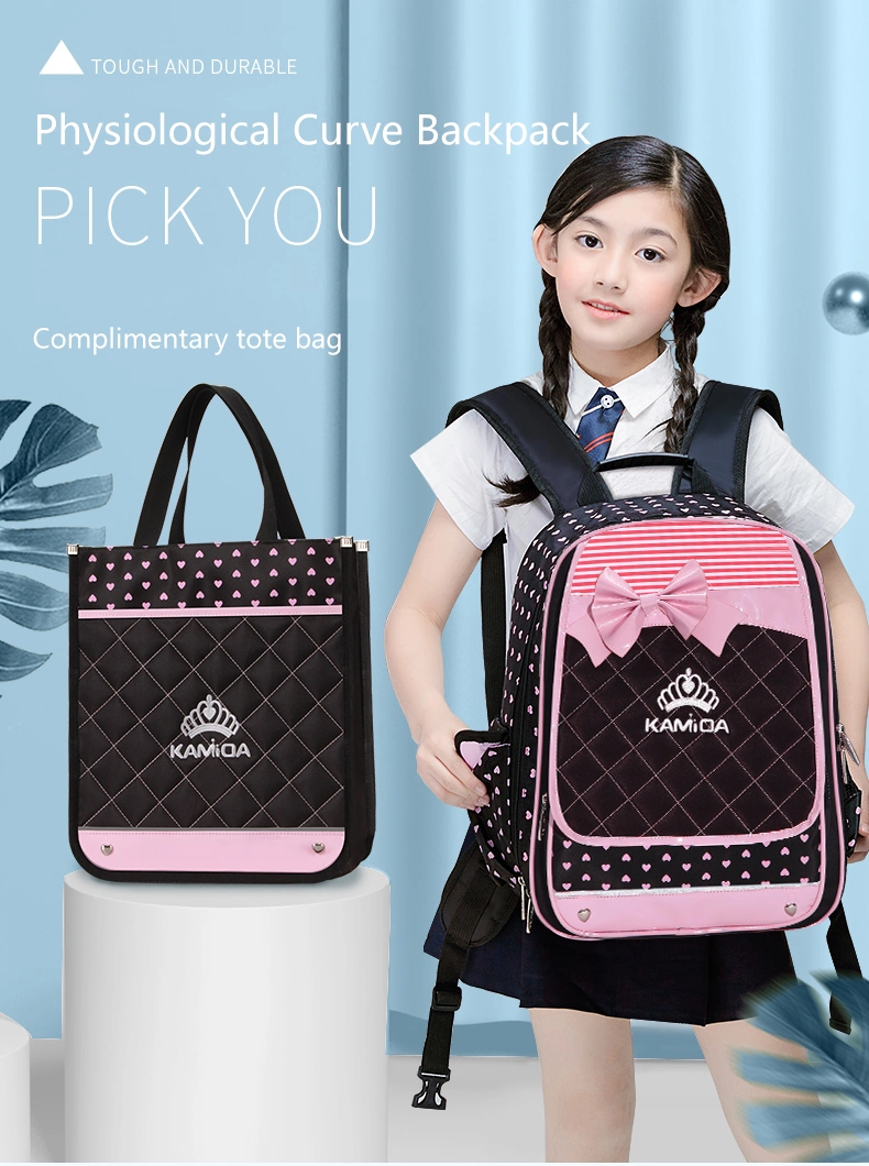 Trendy Pink Black Student Kids Girls Bagpack Backpack Free Tote Bags School Bag