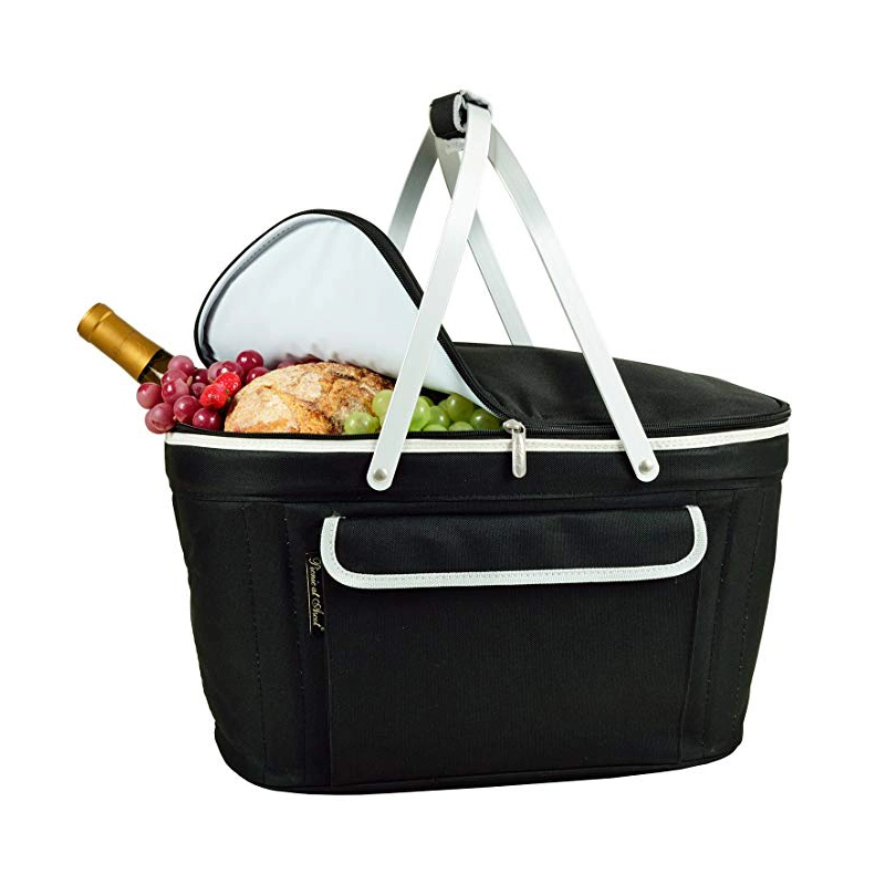 Large Capacity Insulated Folding Collapsible Lunch Picnic Basket Cooler Bag