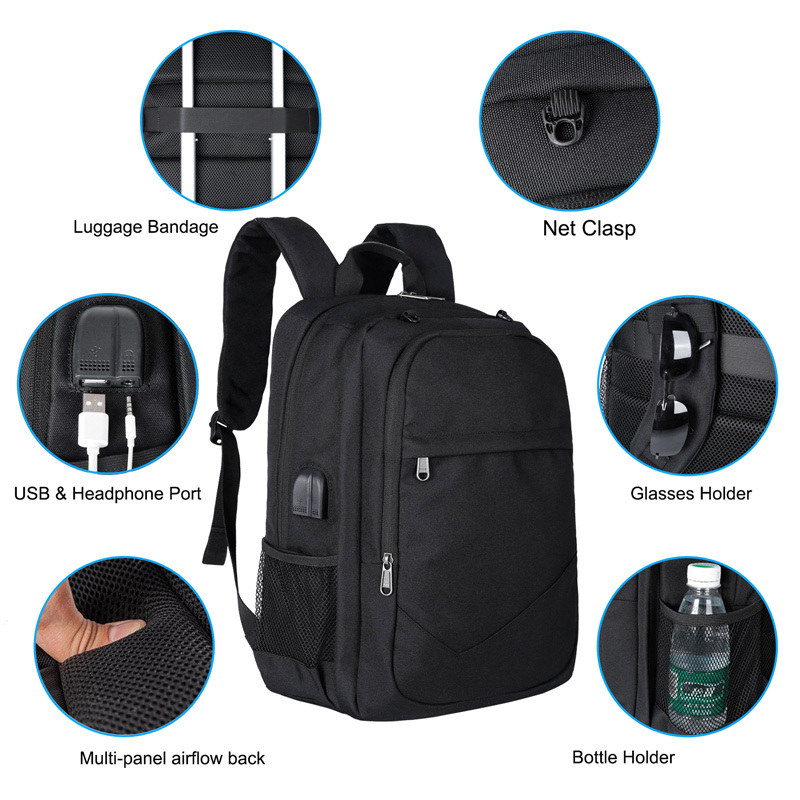 Travel Camping Bags Smart Backpack Computer Bag Rucksack Laptop Backpack with USB Charging and Headphone Port Soft Backpack