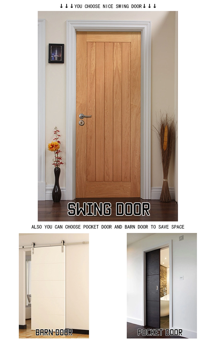 Carving Wooden Flush Doors Black Internal Timber Door and Frame Prehung Veneer Bedroom Door