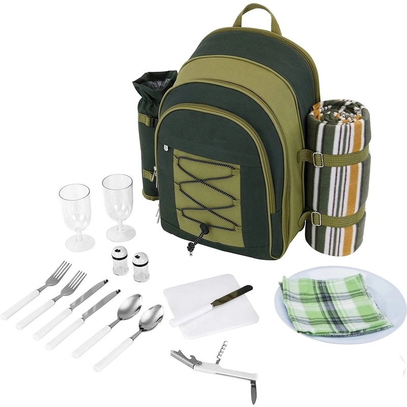 2 Person Picnic Bag Backpack Insulated Picnic Cooler Backpack Picnic Set