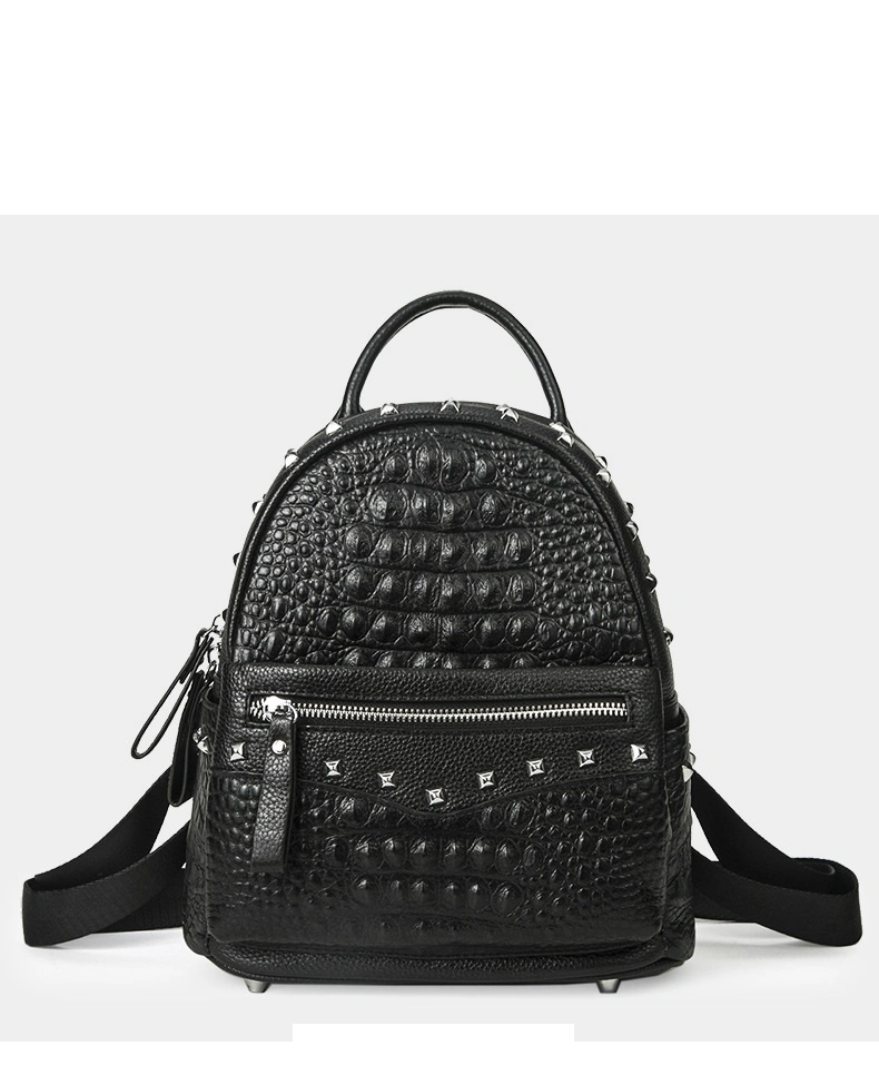 2020 New Arrival Alligator Rivet Backpack Genuine Leather Crocodile Leather Backpack Ladies Designer Bags for Women