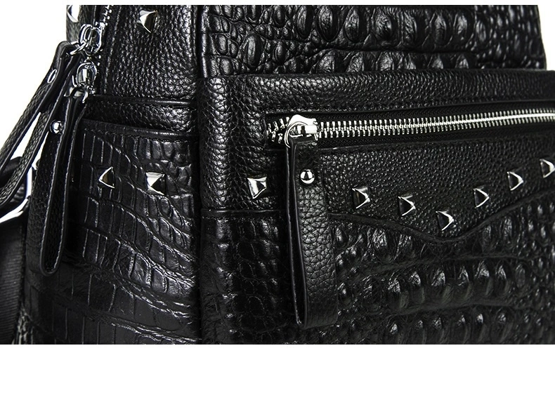 2020 New Arrival Alligator Rivet Backpack Genuine Leather Crocodile Leather Backpack Ladies Designer Bags for Women