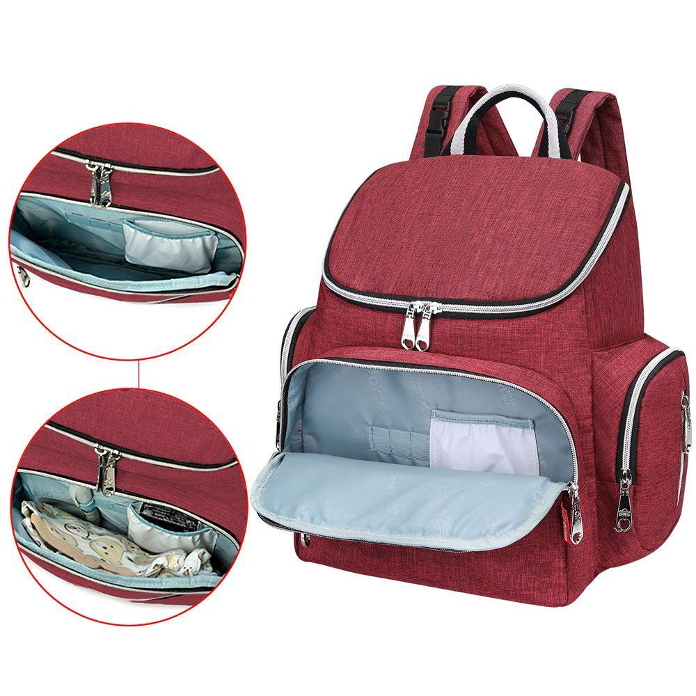 Multi-Function Baby Diaper Bag Backpack with Changing Pad and Portable Insulated Pocket