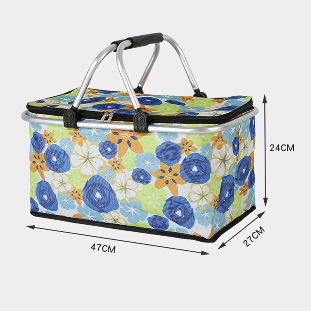 Custom Folding Lunch Bag 600d Aluminum Large Capacity Cooler Picnic Basket
