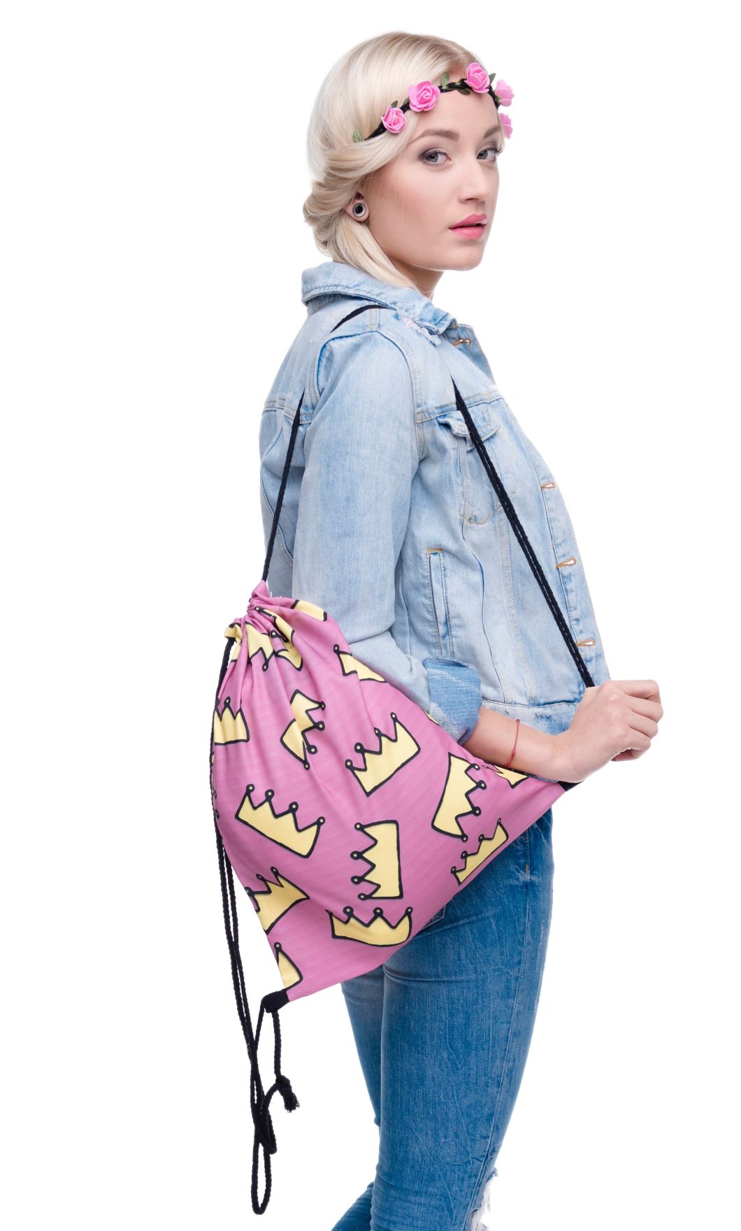 Ladies Backpack Drawstring 3D Print Bundle Pocket Rope Bag New