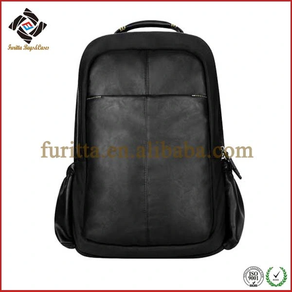 Black Leather Business Bag Laptop Bag School Backpack Handbags (FRT4-06)