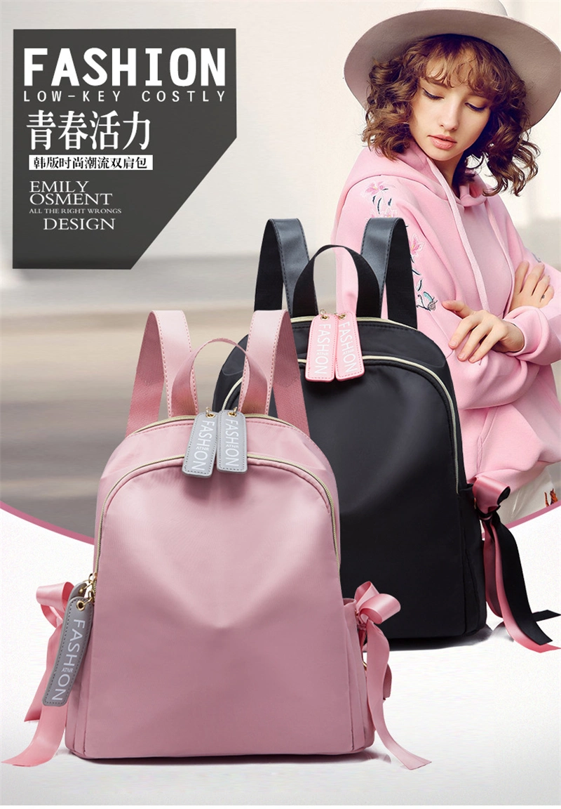 New Arrival Fashion Lady Pure Color Oxford Casual Backpack Bag