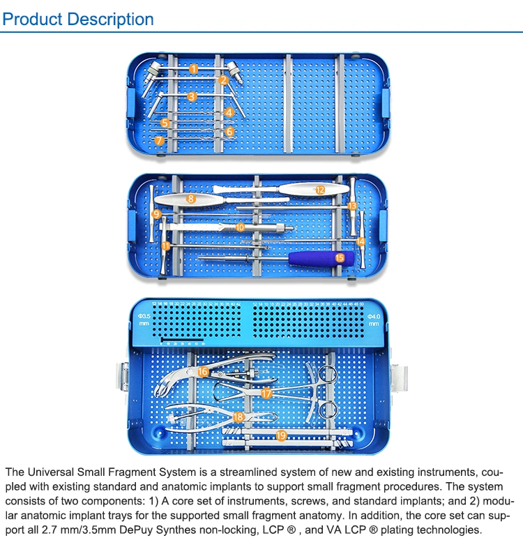 Competitive Price Bone Surgery Instrument Small Fragment Instrument Set Orthopedic Trauma Plate Instrument