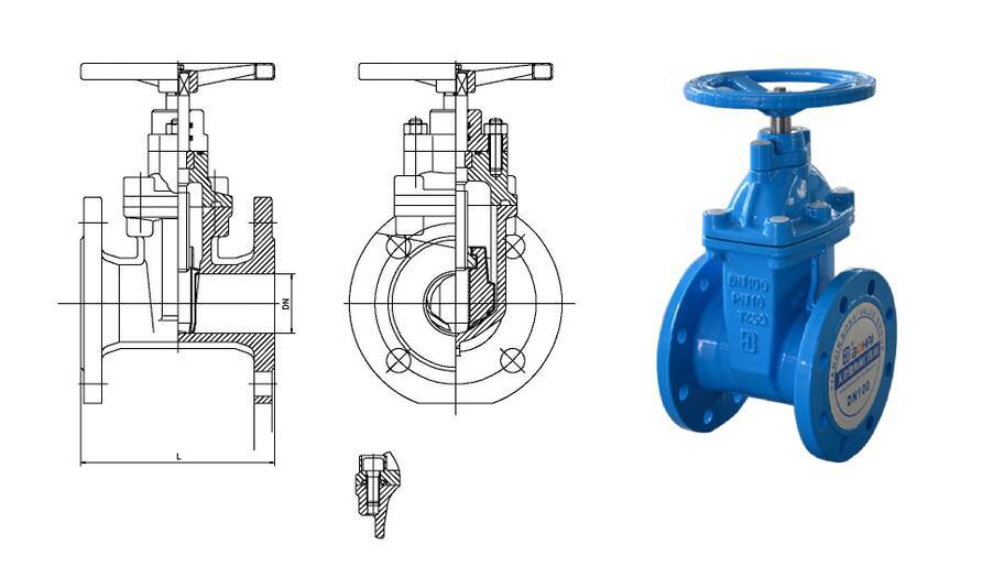 Used in for Drinking Water DIN Pn16 Industrial Iron Flange Gate Valve
