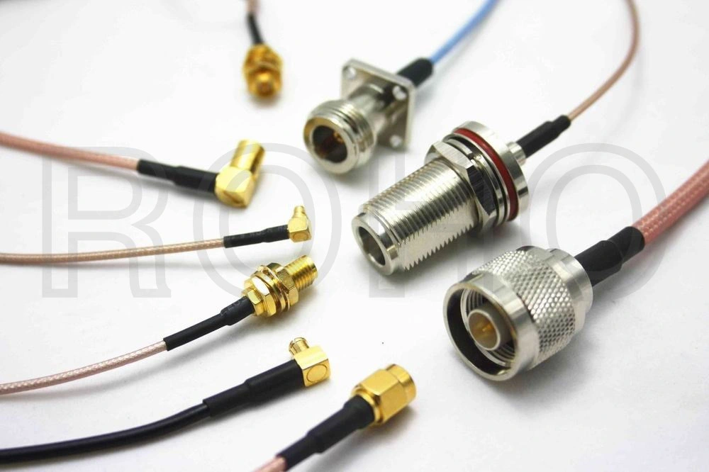 Right Angle Steel Cable with Flange Female N to Male SMA Connector RF Coaxial Cable Assembly