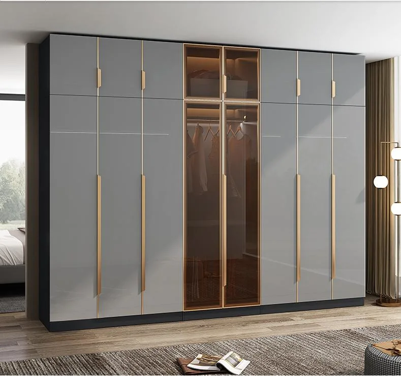 Open Wardrobe Furniture Design Glass Door L Shape Walk in Wardrobe Bedroom Sets