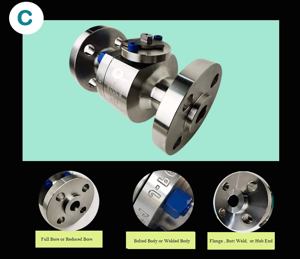 Fire Safe Design Forged Duplex Stainless Steel F51 F53 F55 Bolted Body Flange Raise Face Floating Ball Valve