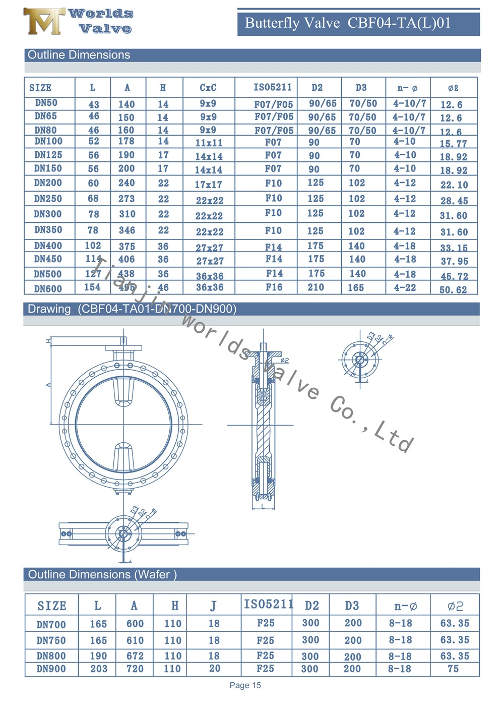 Stainless Steel U Type Double Flanged Butterfly Valve with PTFE Full Coated