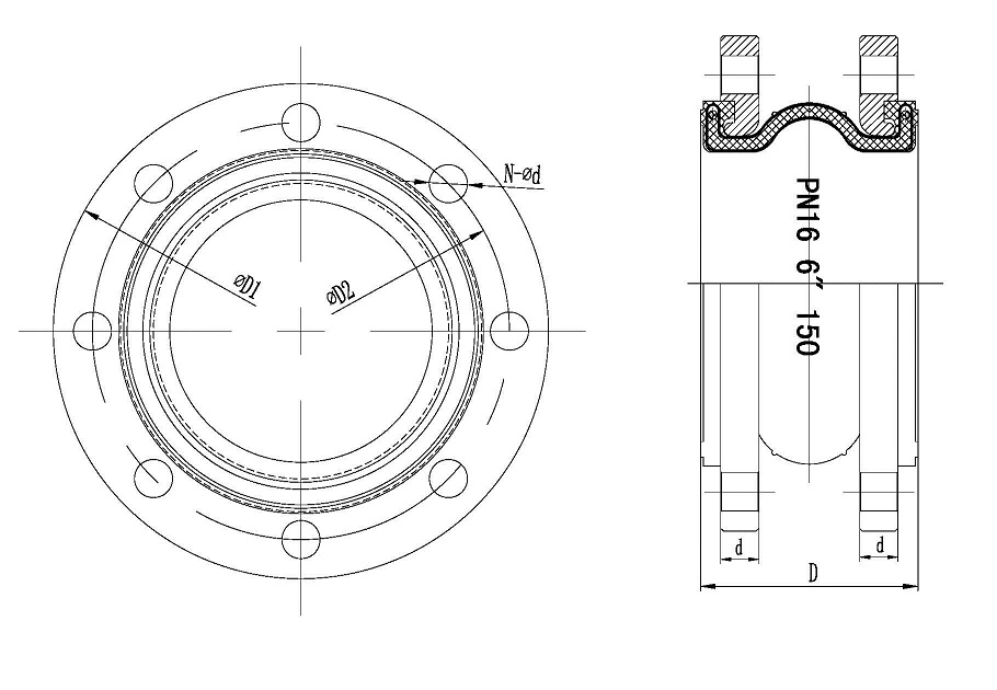 Single Ball Rubber Expansion Joint with Flange