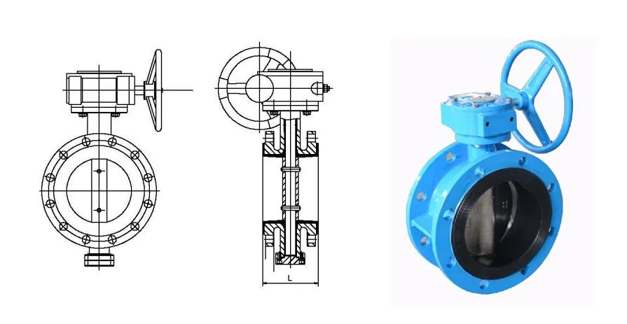 Double Flange Butterfly Valve Gear Box Operated EPDM or CF8m Seal with Wras Certificate