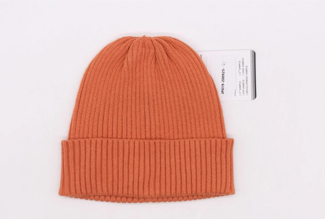 Wholesale Plain Acrylic Winter Warm Custom Bonnie Knit Cool Knitted Cap Plain Leather Beanie Hat