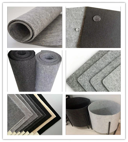 Customized Recycled Nonwoven Polyester Needle Punched Industrial Grey Felt Fabric Rolls