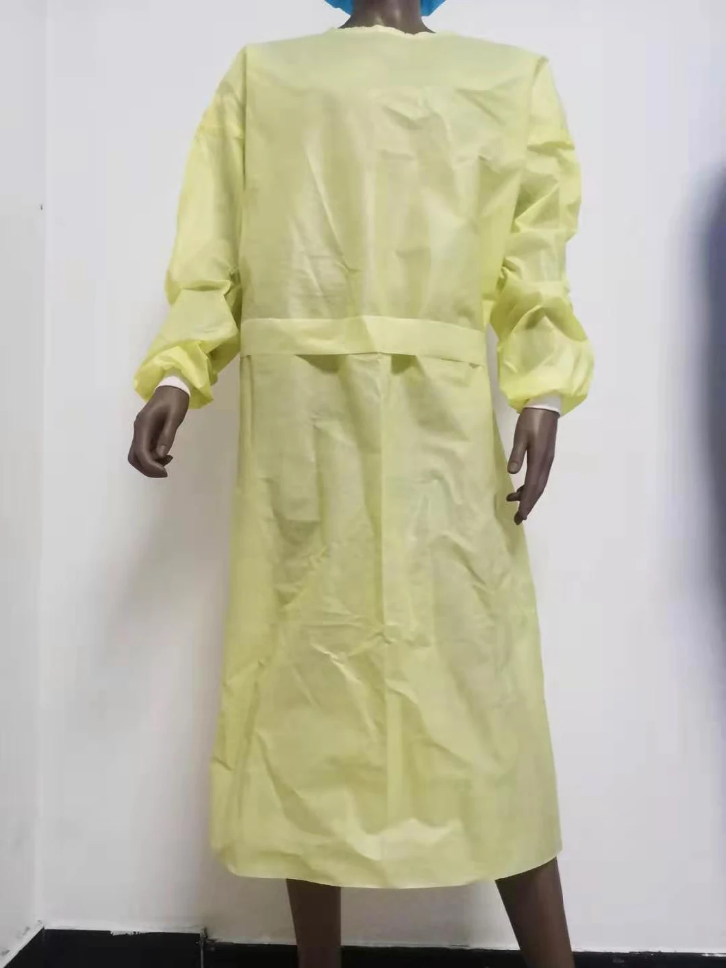 Disposable Yellow Non-Woven PP/PP+PE/SMS Protective Gown Isolation Gown