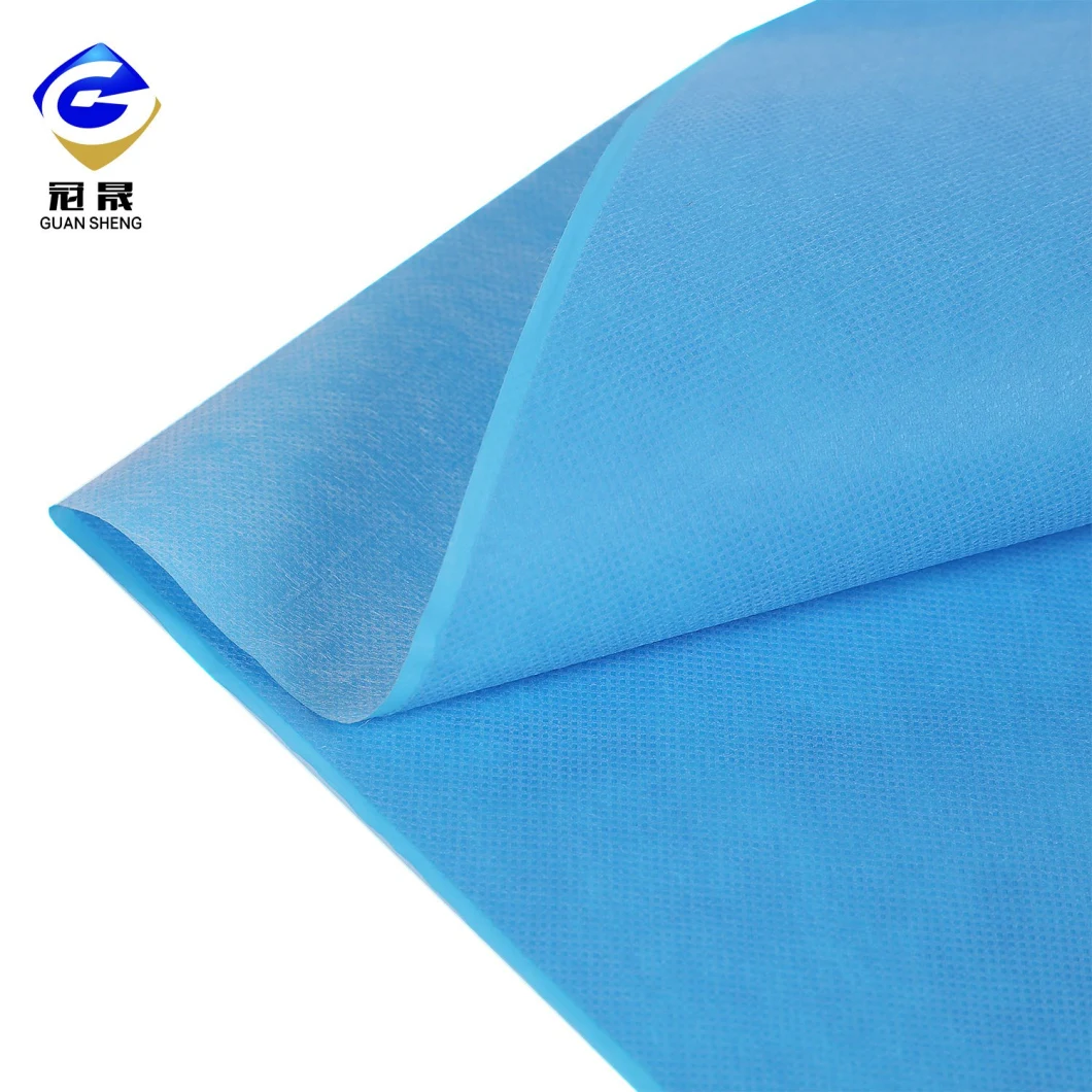 China Manufacturer 175mm White/Blue 25GSM 100% PP Spunbond Nonwoven Fabric for Medical Supplies