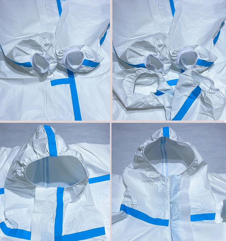 White Cleaning Hooded Polypropylene Nonwoven PP Non Woven SMS Microporous PPE Gown Clothing Disposable Coverall