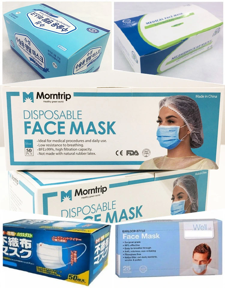 3 Ply Nonwoven Disposable Medical Surgical Nonwoven Breathable Protective Earloop Face Mask with Filter