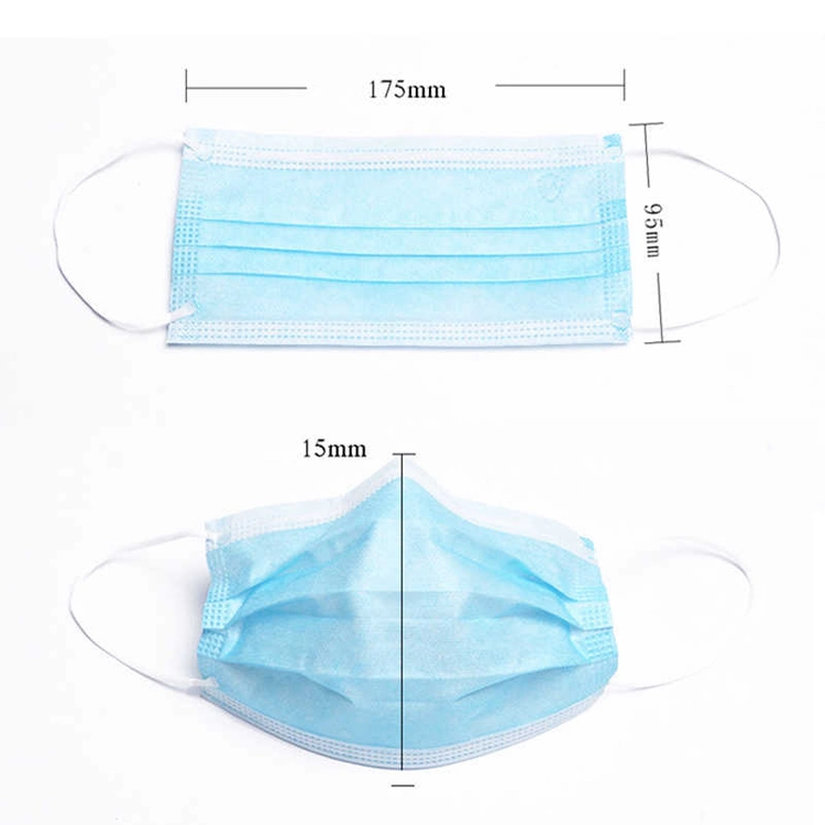 China Supplier 3-Ply Disposable Protective Meltblown Nonwoven Fabric Face Mask