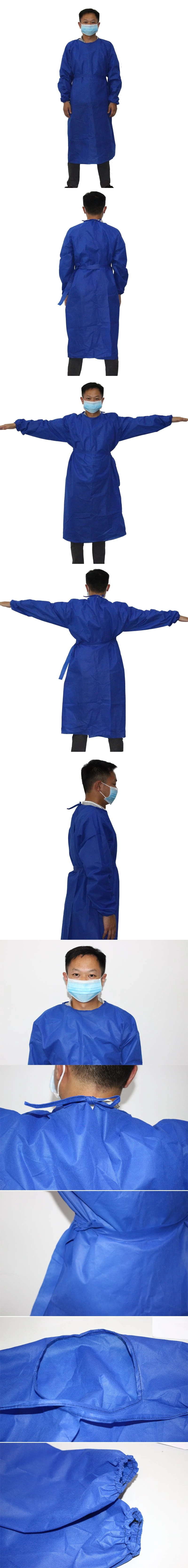 Disposable Medical Ce En14126 ISO PP+PE/SMS/SMMS/PP Non-Woven Gown